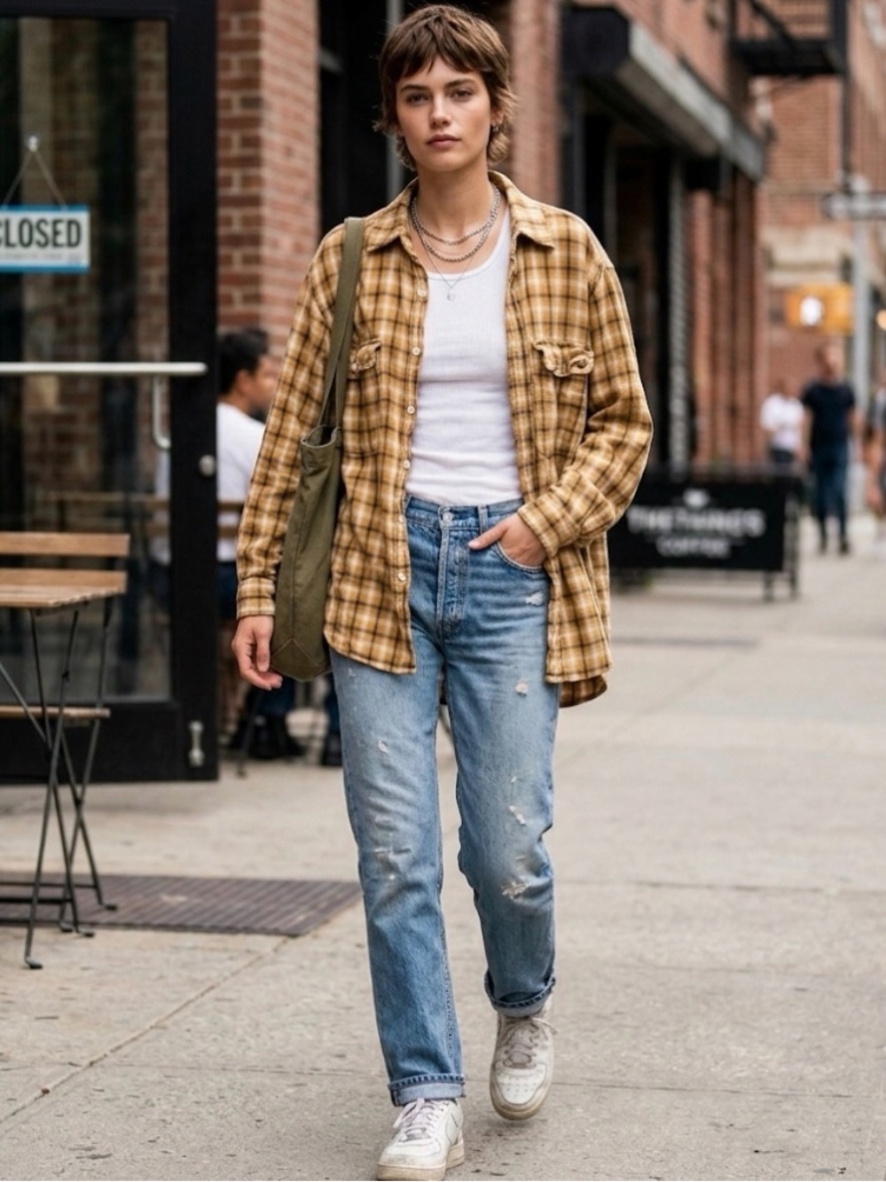 Pol x Anthropologie Yellow Plaid Flannel Size Medium.